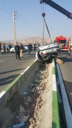 حادثه واژگونی خودروی ۲۰۶ در جاده قیامدشت به چهلقز با یک فوتی
