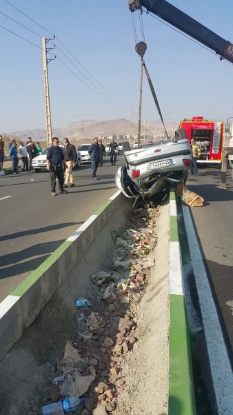حادثه واژگونی خودروی ۲۰۶ در جاده قیامدشت به چهلقز با یک فوتی