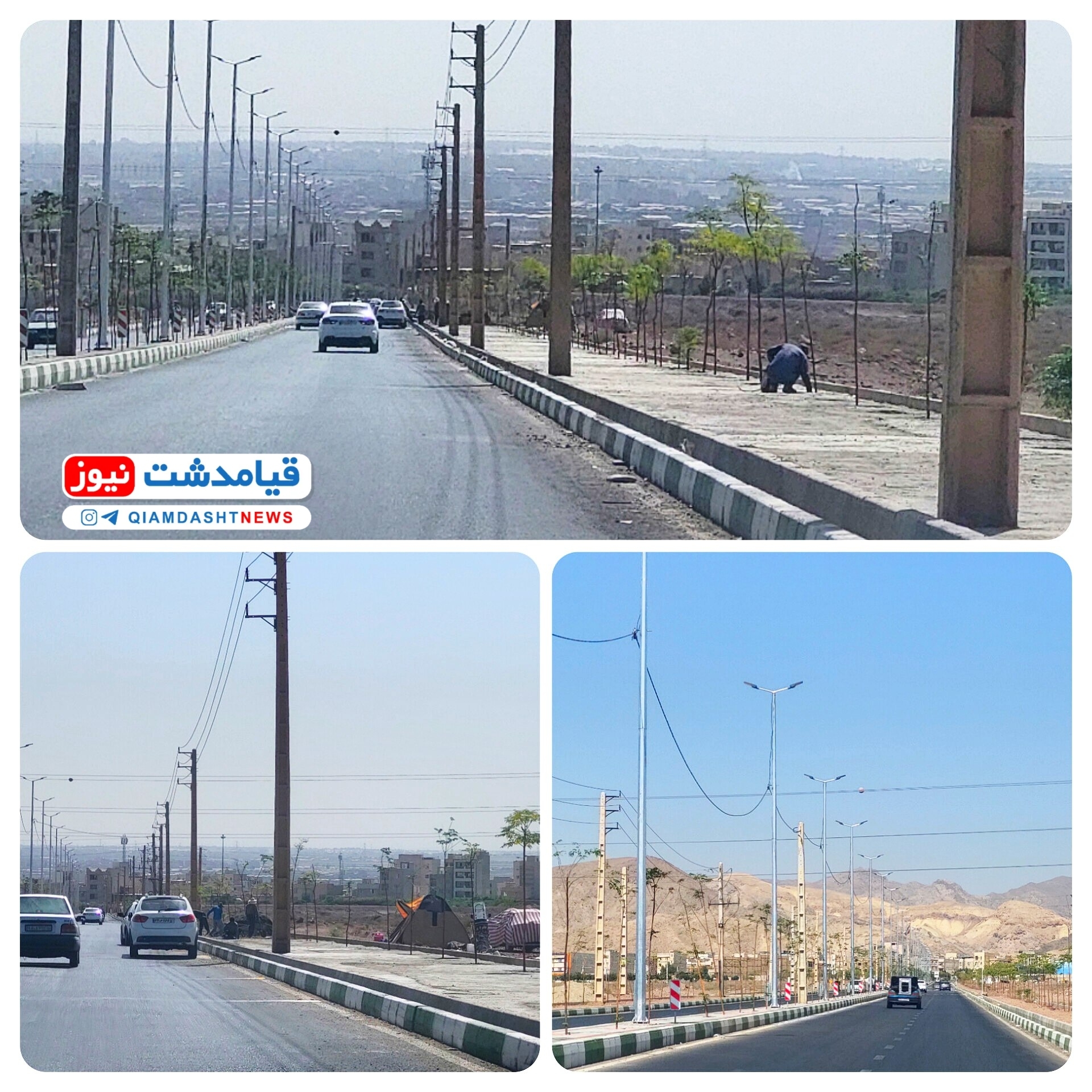 نصب روشنایی جاده قیامدشت به چهلقز (بلوار شهید رئیسی) و آغاز کف‌سازی پیاده‌روها