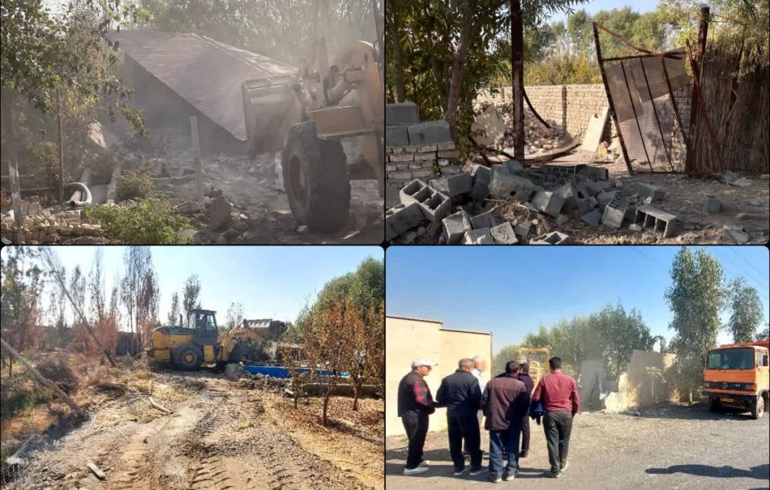 تخریب ساخت‌وسازهای غیرمجاز در روستای قاسم‌آباد بخش خاوران با دستور قضایی