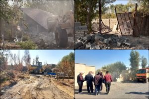 تخریب ساخت‌وسازهای غیرمجاز در روستای قاسم‌آباد بخش خاوران با دستور قضایی